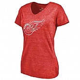 Women's Detroit Red Wings Distressed Team Primary Logo Tri Blend T-Shirt Red FengYun,baseball caps,new era cap wholesale,wholesale hats